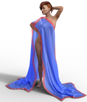 Elegant Redheadin Blue Sheer Dress