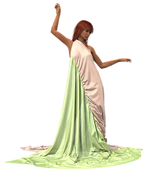 Elegant Redheadin Green Drapery