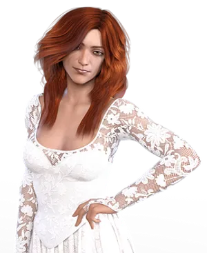Elegant Redheadin Lace Dress PNG image
