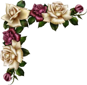 Elegant Rose Corner Design PNG image