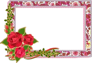 Elegant Rose Decorated Frame PNG image