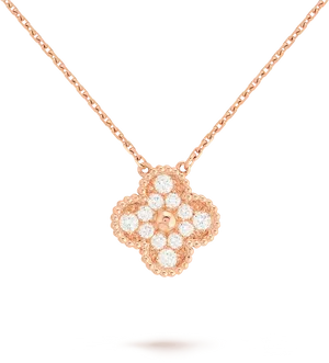 Elegant Rose Gold Diamond Pendant PNG image