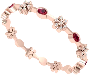 Elegant Rose Gold Floral Ringwith Gemstones PNG image