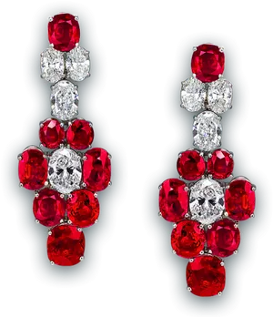 Elegant Ruby Diamond Earrings PNG
