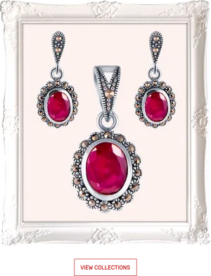 Elegant Ruby Jewelry Set PNG image