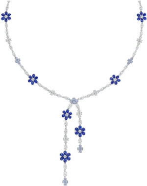 Elegant Sapphire Diamond Necklace PNG image