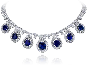 Elegant Sapphire Diamond Necklace PNG