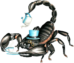 Elegant Scorpion Tea Party PNG image