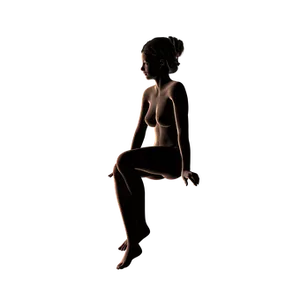 Elegant Silhouette Woman Seated