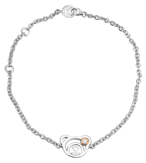 Elegant Silver Bear Pendant Bracelet PNG