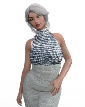 Elegant Silver Haired Woman3 D Model