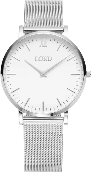 Elegant Silver Mesh Watch PNG image