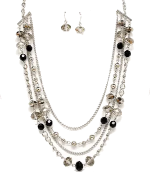 Elegant Silver Necklaceand Earrings Set