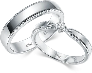 Elegant Silver Wedding Rings PNG image