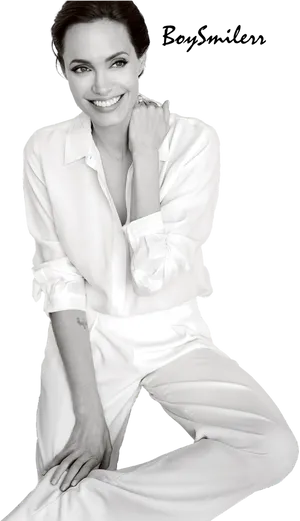 Elegant Smile White Outfit PNG image