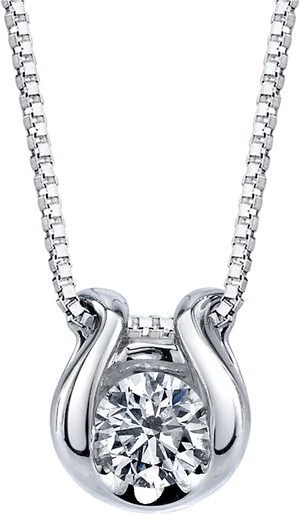 Elegant Solitaire Diamond Necklace PNG