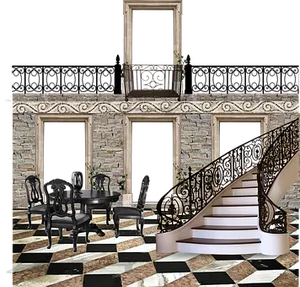 Elegant Stone Facade Dining Area