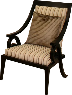 Elegant Striped Armchairwith Cushion PNG image
