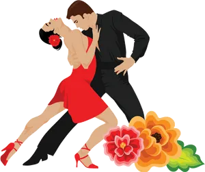 Elegant Tango Dancers Illustration PNG image