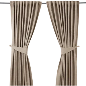 Elegant Taupe Curtains Tied Back PNG image