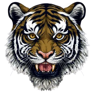 Elegant Tiger Face Outline PNG 06252024