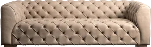 Elegant Tufted Beige Sofa PNG image