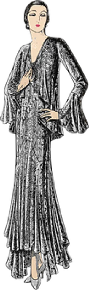 Elegant Vintage Evening Gown Illustration