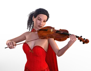 Elegant Violinistin Red Dress