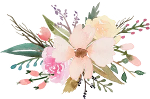 Elegant Watercolor Floral Arrangement PNG image