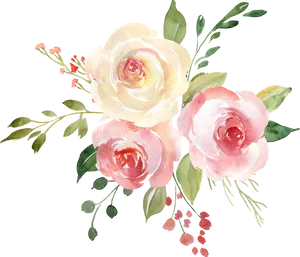 Elegant Watercolor Rose Bouquet PNG image