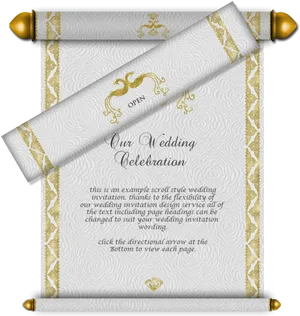 Elegant Wedding Scroll Invitation PNG image