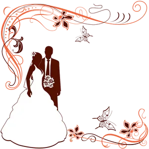 Elegant Wedding Silhouette Graphic PNG image