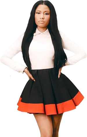 Elegant White Blouse Black Skirt PNG image