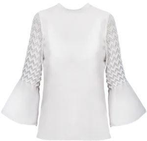 Elegant White Blousewith Chevron Sleeves PNG image