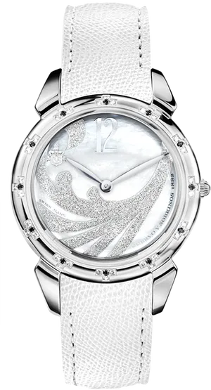 Elegant White Diamond Watch PNG image