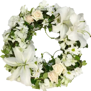 Elegant_ White_ Floral_ Wreath PNG image