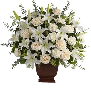 Elegant White Funeral Floral Arrangement.png PNG image