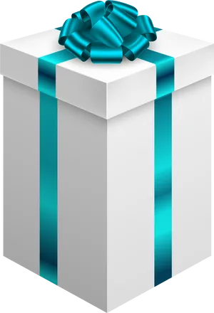 Elegant White Gift Boxwith Blue Ribbon
