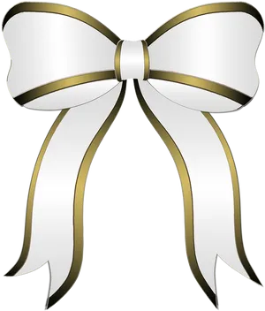 Elegant White Gold Christmas Bow PNG