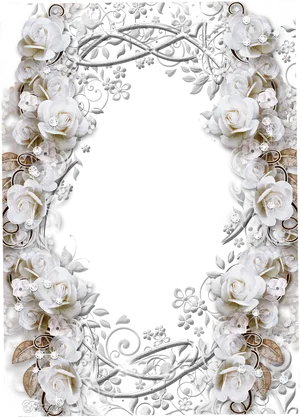 Elegant White Rose Frame PNG image