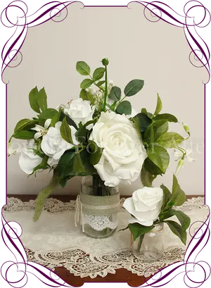 Elegant White Roses Arrangement PNG image