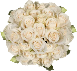 Elegant White Roses Bouquet PNG image