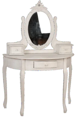Elegant White Vintage Dressing Table PNG image