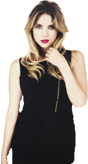 Elegant Womanin Black Dress PNG image