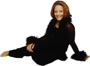 Elegant Womanin Black Outfit PNG image