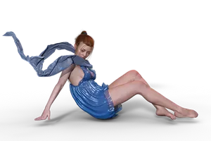 Elegant Womanin Blue Dress
