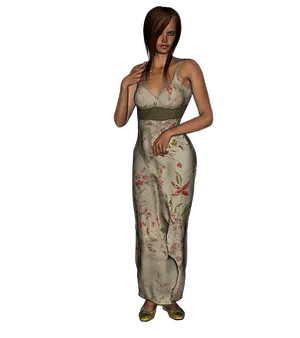Elegant Womanin Floral Dress