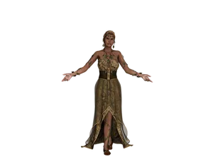 Elegant Womanin Golden Dress