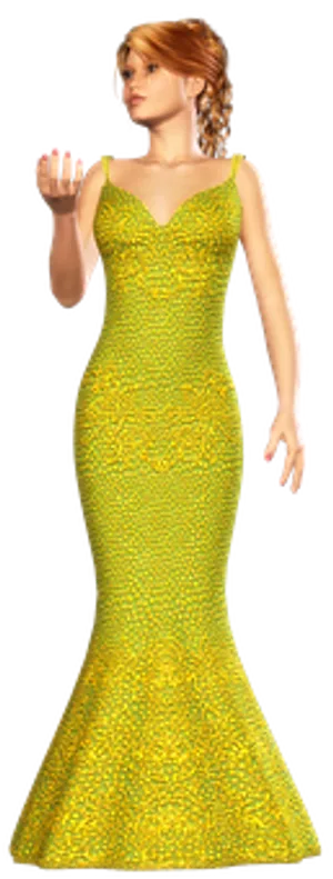 Elegant Womanin Golden Gown