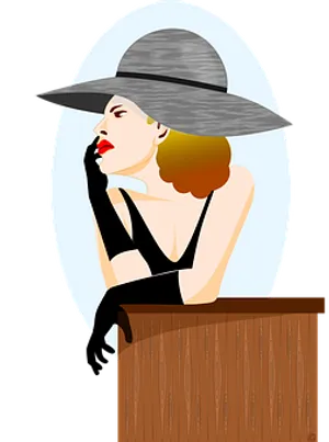 Elegant Womanin Hat Vector Illustration